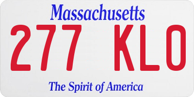 MA license plate 277KL0