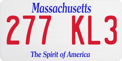 MA license plate 277KL3