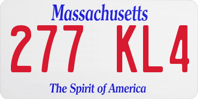 MA license plate 277KL4