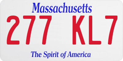 MA license plate 277KL7