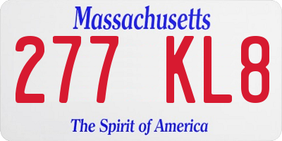 MA license plate 277KL8