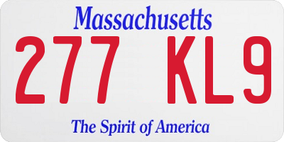 MA license plate 277KL9