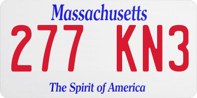 MA license plate 277KN3