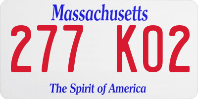 MA license plate 277KO2