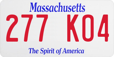 MA license plate 277KO4