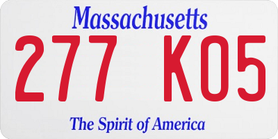 MA license plate 277KO5