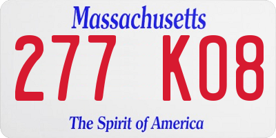 MA license plate 277KO8