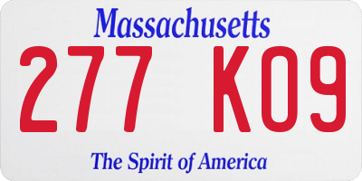 MA license plate 277KO9