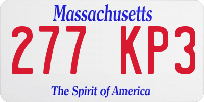 MA license plate 277KP3