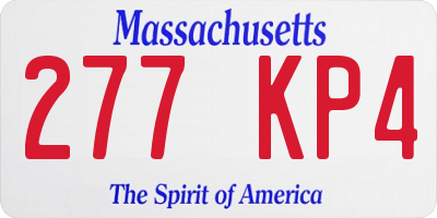 MA license plate 277KP4
