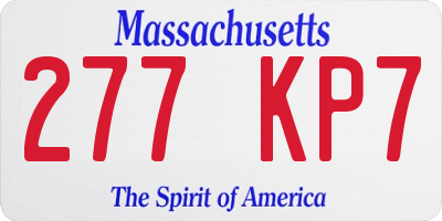 MA license plate 277KP7