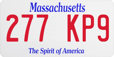 MA license plate 277KP9