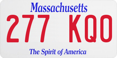 MA license plate 277KQ0