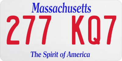 MA license plate 277KQ7