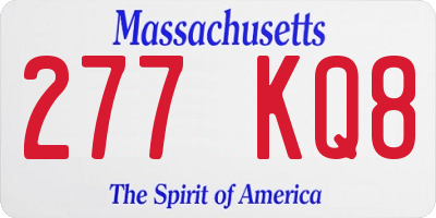 MA license plate 277KQ8