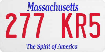 MA license plate 277KR5