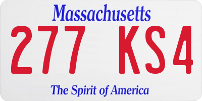 MA license plate 277KS4