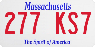 MA license plate 277KS7