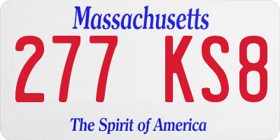 MA license plate 277KS8