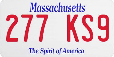 MA license plate 277KS9