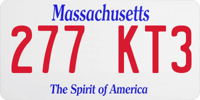 MA license plate 277KT3