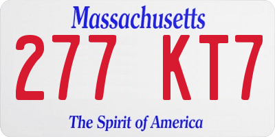 MA license plate 277KT7