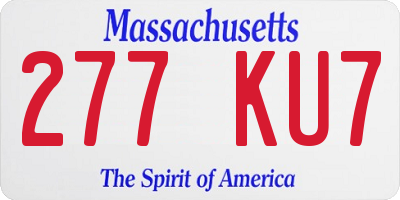 MA license plate 277KU7
