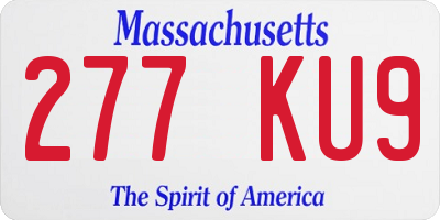 MA license plate 277KU9