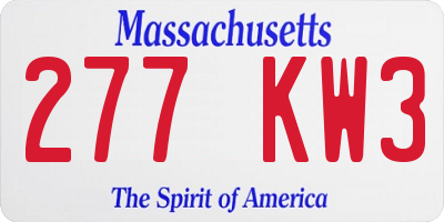 MA license plate 277KW3