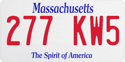MA license plate 277KW5