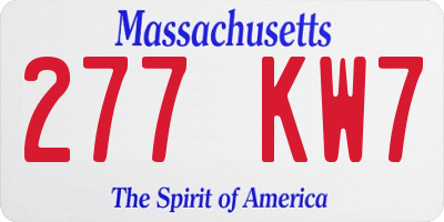 MA license plate 277KW7