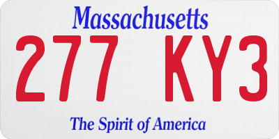 MA license plate 277KY3