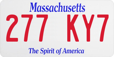 MA license plate 277KY7