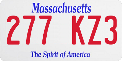 MA license plate 277KZ3
