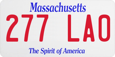 MA license plate 277LA0