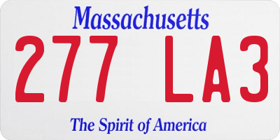 MA license plate 277LA3