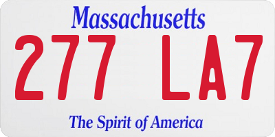 MA license plate 277LA7
