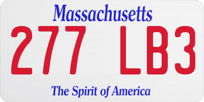 MA license plate 277LB3