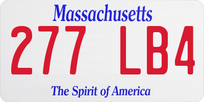 MA license plate 277LB4