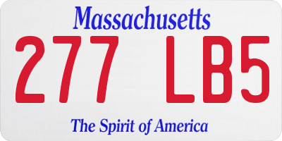 MA license plate 277LB5