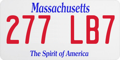 MA license plate 277LB7