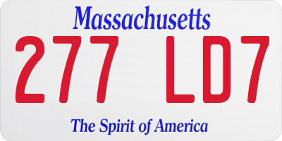 MA license plate 277LD7