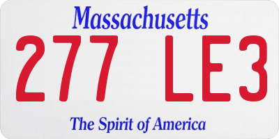 MA license plate 277LE3