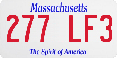 MA license plate 277LF3