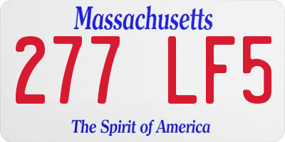 MA license plate 277LF5