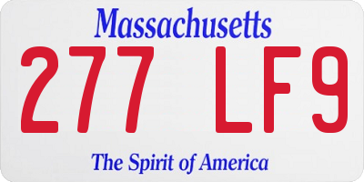 MA license plate 277LF9