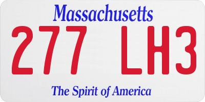 MA license plate 277LH3