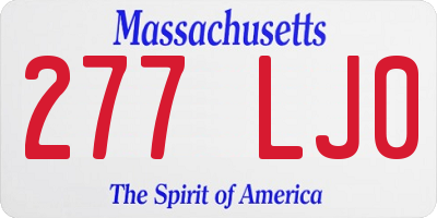 MA license plate 277LJ0