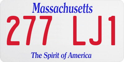 MA license plate 277LJ1