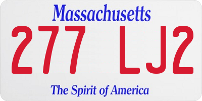 MA license plate 277LJ2